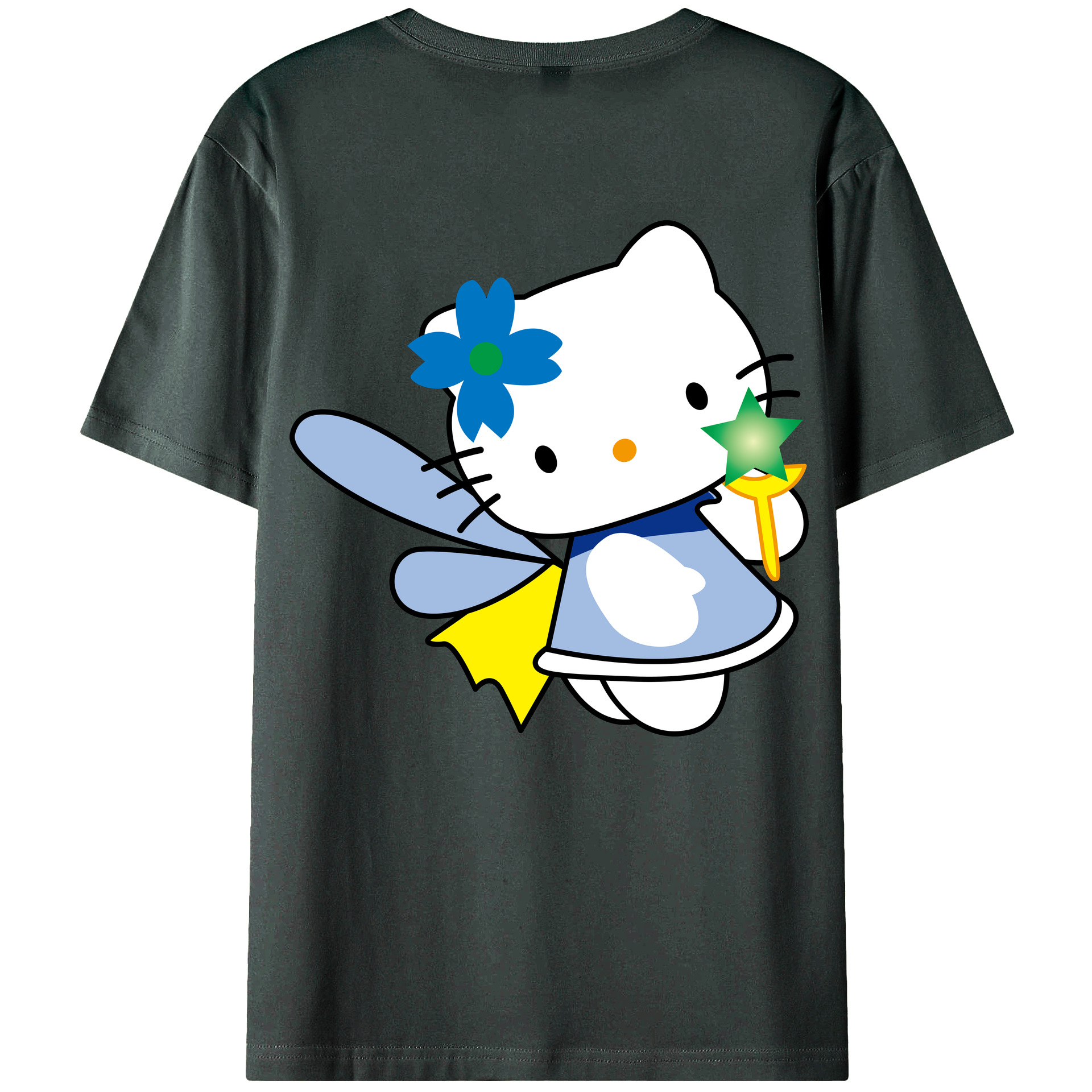 （画像用） Hello Kitty ハローキティ 綿100％ メンズ半袖Tシャツ（バックプリント） 通気性